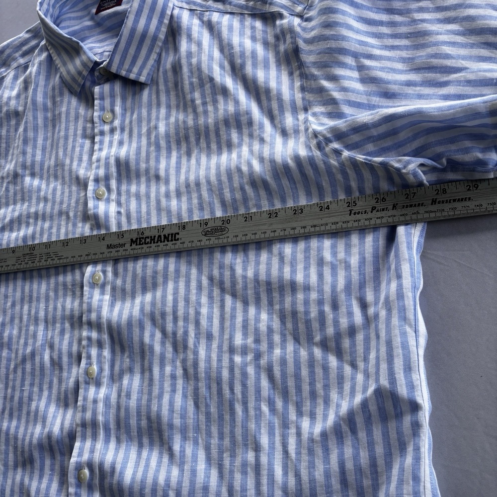 UNTUCKit Breckenridge Blue White Stripe Linen Shirt XXXL 3XL Men's - Picture 6 of 8
